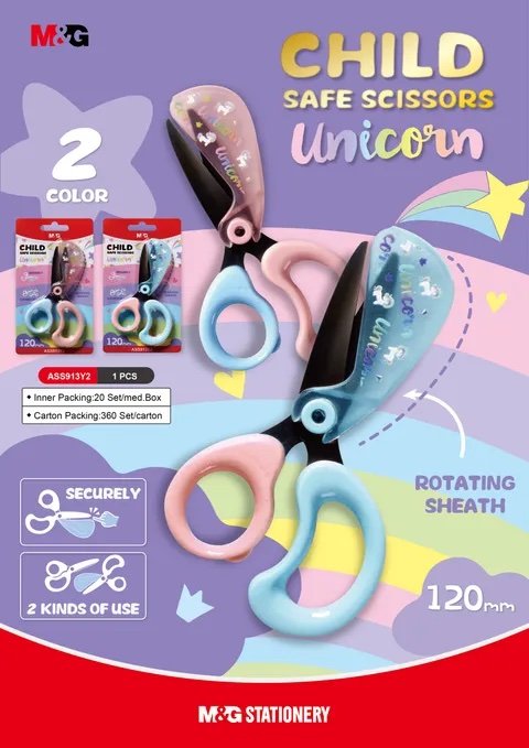 Tijera Escolar Unicornio M&G – Paquete x 20