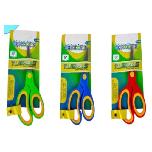 Tijera Escolar 5" Colores Surtidos Garabato – Paquete x 12
